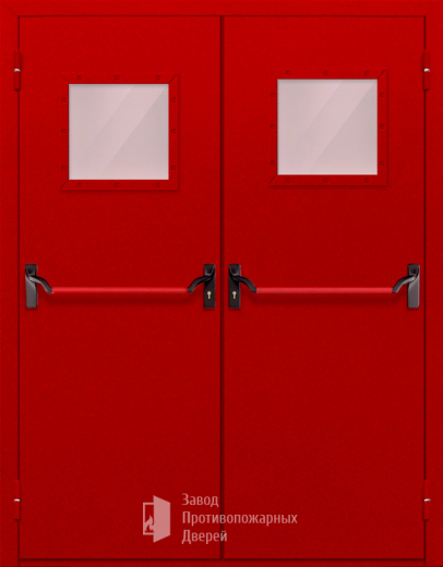 Фото двери «Двупольная со стеклопакетом и антипаникой (красная)» в Серпухову