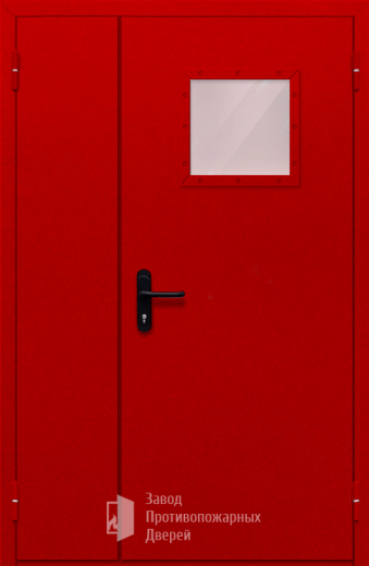 Фото двери «Полуторная со стеклопакетом (красная)» в Серпухову