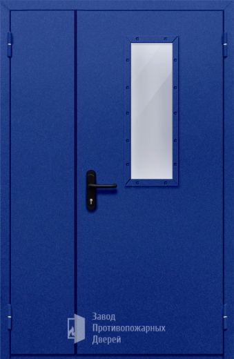 Фото двери «Полуторная со стеклом (синяя)» в Серпухову