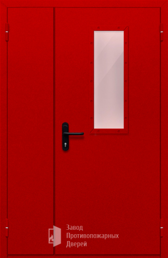 Фото двери «Полуторная со стеклом (красная)» в Серпухову