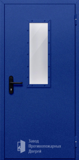 Фото двери «Однопольная со стеклом (синяя)» в Серпухову