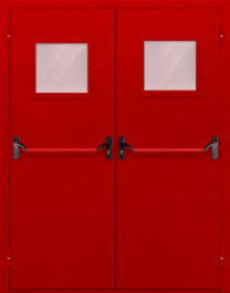 Фото двери «Двупольная со стеклопакетом и антипаникой (красная)» в Серпухову