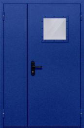 Фото двери «Полуторная со стеклопакетом (синяя)» в Серпухову